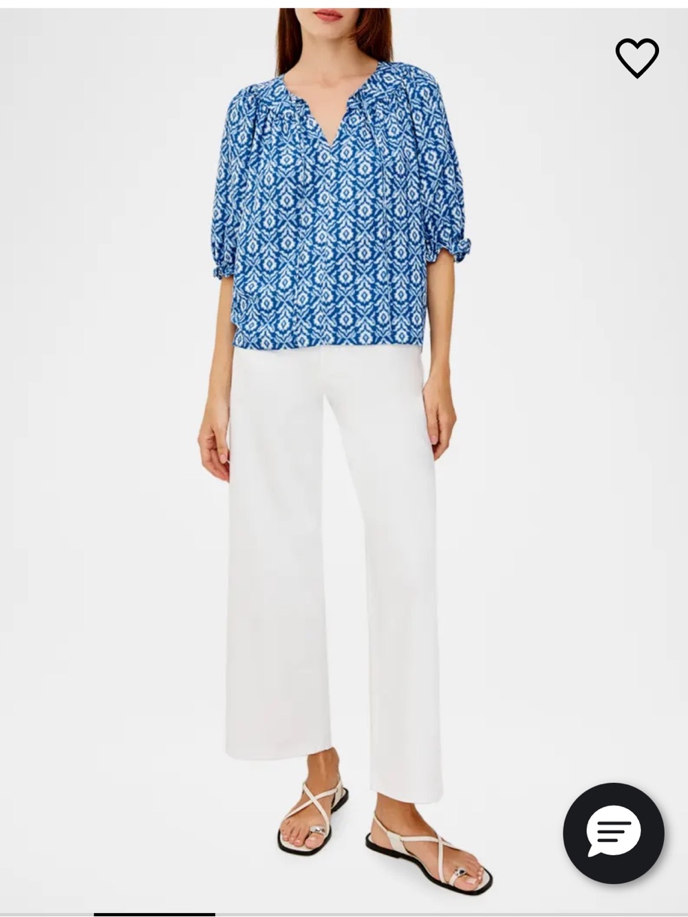 Rails Belina Printed V-Neck Top XL Blue IKAT